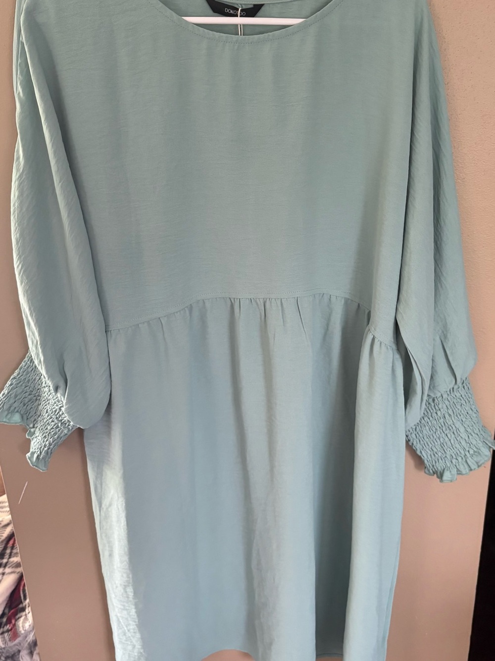 Dorothy Perkins Sage Green Midi Dress with Smocked Cuffs